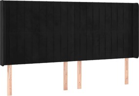 vidaXL fekete bársony fejtámla szárnyakkal 203x16x118/128 cm