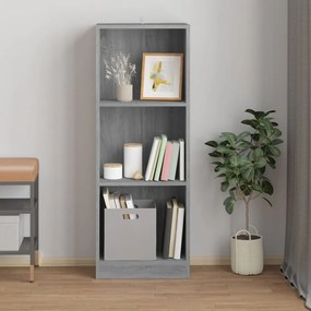 3 szintes szürke sonoma szerelt fa könyvszekrény 40x24x109 cm