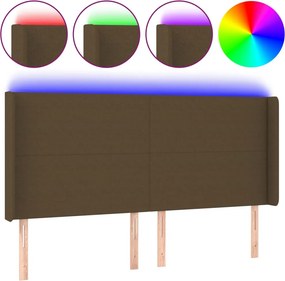 vidaXL sötétbarna szövet LED-es fejtámla 163x16x118/128 cm