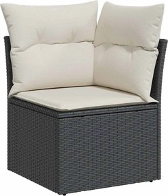 vidaXL fekete polyrattan kerti sarokkanapé párnával