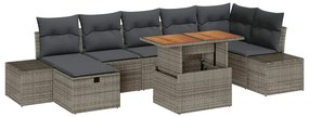 vidaXL Kerti Kanapé Szett 8 pcs Szürke polirattan