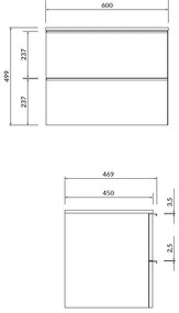 Cersanit - VIRGO falra szerelhető mosdókagyló szekrény 60 cm-es tetővel, szürke tölgy-króm, S522-022