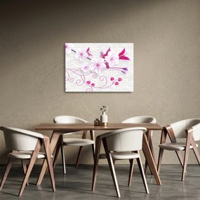 Virággal ellátott gally képe (üvegen) (70x50 cm)