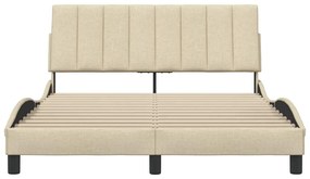 krémszínű szövet ágykeret matrac nélkül Hanko 140 x 200 cm