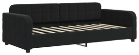 fekete kihúzható bársony heverő matracokkal 90 x 190 cm