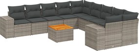 vidaXL 11 részes szürke polyrattan kerti ülőgarnitúra párnákkal