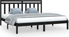 vidaXL fekete tömör fa ágykeret 200 x 200 cm