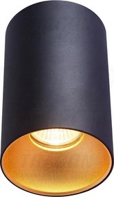 Mennyezeti lámpatest cső, fekete, arany fényvisszaverővel 1xGU10 SPGU10MGB