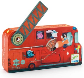 Formadobozos puzzle - A tűzoltóautó, 16 db-os - The fire truck