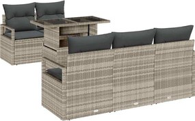 vidaXL Kerti Kanapé Szett párnával 6 pcs Világosszürke Poli rattan