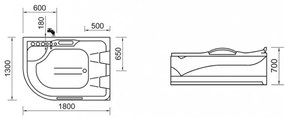 Dublo E-Drive aszimmetrikus hidromasszázs kád,180x130 cm-es méretben csapteleppel