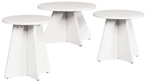 Dohányzóasztal 3 pcs Fehér 49 x 49 x 30 cm Tömör fenyőfa