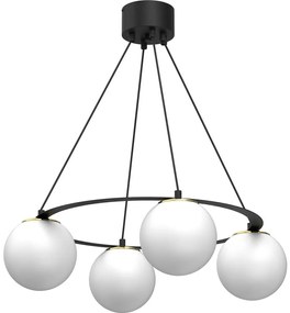 Luminex Csillár zsinóron BALLO 4xE27/15W/230V fekete/fehér LU5673