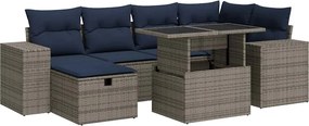 vidaXL 7 részes barna polyrattan akácfa kerti ülőgarnitúra párnákkal
