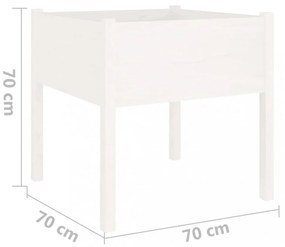 2 db fehér tömör fenyőfa kerti virágtartó 70 x 70 x 70 cm