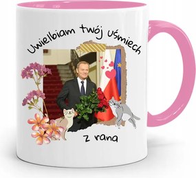 Donald Tusk Rózsaszín Bögre Platform Ajándék fényképes nyomtatással