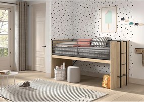 Natúr színű galéria gyerekágy íróasztallal, ágyráccsal 90x200 cm Sam – Vipack