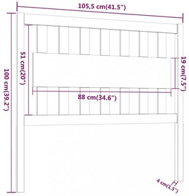 tömör fenyőfa ágyfejtámla 105,5x4x100 cm