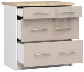 Alsó konyhaszekrény Ozara S80 3SZ (fehér + fényes cappuccino). Akció -17%. 1071128