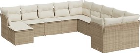 vidaXL 11 részes bézs polyrattan kerti ülőgarnitúra párnákkal