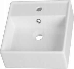 Mosdókagyló Mona Kerámia Négyzet Alakú Fürdőszobai Fehér Túlfolyóval