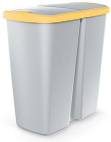 Szürke DUO szemetes, 45 l, sárga / szürke