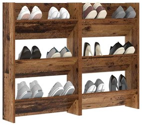 Cipőszekrény polcokkal 2 pcs Öreg fa 60 x 18 x 90 cm Faanyag