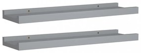 2 db szürke MDF szegélypolc képkeretekhez 40 x 9 x 3 cm