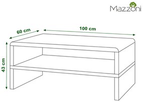 Mazzoni ROCK Fekete Fényes/Millenium Beton - MODERN DOHÁNYZÓASZTAL POLCCAL