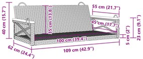 bézs polyrattan hintapad 109 x 62 x 40 cm