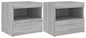 2 db szürke sonoma színű éjjeliszekrény LED-ekkel 50x40x45 cm