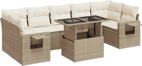 vidaXL 8 részes bézs polyrattan kerti ülőgarnitúra párnával