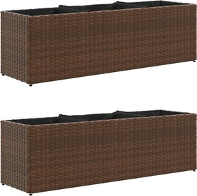 vidaXL 2 db barna polyrattan kerti ültetőláda 3 cseréppel 105x30x32cm