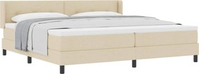 vidaXL Boxrugós ágy matracmal fejtámlával Krém 200 x 200 cm Poliészter