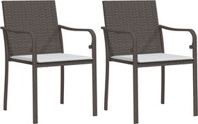 vidaXL 2 db barna polyrattan kerti szék párnával 56 x 59 x 84 cm