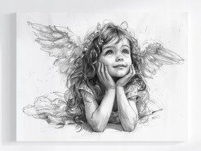 Poszter Grafika Rajz Gyerek Lány Angyal 80x60
