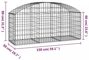 íves horganyzott vas gabion kosár 150x50x60/80 cm