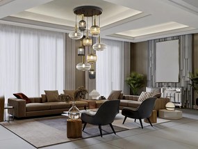 SCHULLER 225090 NORMA Bronz Színű Függeszték 9XE27 8W IP20