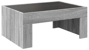 szürke sonoma végtelen hatású LED-es dohányzóasztal 70x50x30 cm