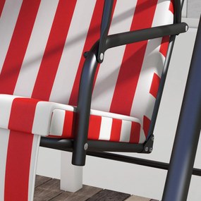Outsunny 3 személyes kertihinta állítható tetővel párnákkal üléssel és háttámlával 1,72L x 1,1W x 1,53H m fekete acél piros poliészter | Aosom