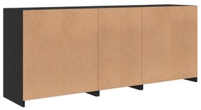 fekete tálalószekrény LED-világítással 162 x 37 x 67 cm