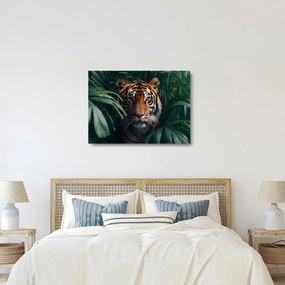 Üveg kép - Egy tigris portréja a dzsungelben (70x50 cm)