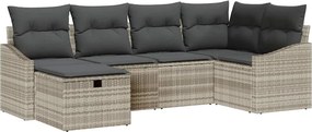 vidaXL Kanapé Szett párnával 6 pcs Világosszürke és Szürke polirattan