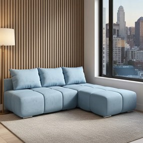 Kék Összecsukható Sarokgarnitúra Nappaliba, Alvás Funkcióval Honey Mini