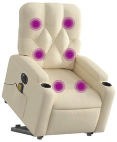 Krémszínű szövet dönthető elektromos álló masszázsfotel