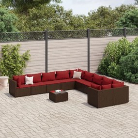 vidaXL 11 részes barna polyrattan kerti ülőgarnitúra párnákkal