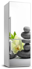 Hűtőre ragasztható matrica Orchidea és kövek FridgeStick-70x190-f-68592259