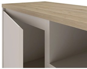 Bézs TV-állvány tölgyfa dekorral 161x55x40 cm Loreta – Marckeric