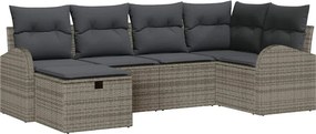 vidaXL Kanapé Szett párnával tárolóval 6 pcs Szürke polirattan