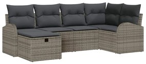 vidaXL Kanapé Szett párnával tárolóval 6 pcs Szürke polirattan